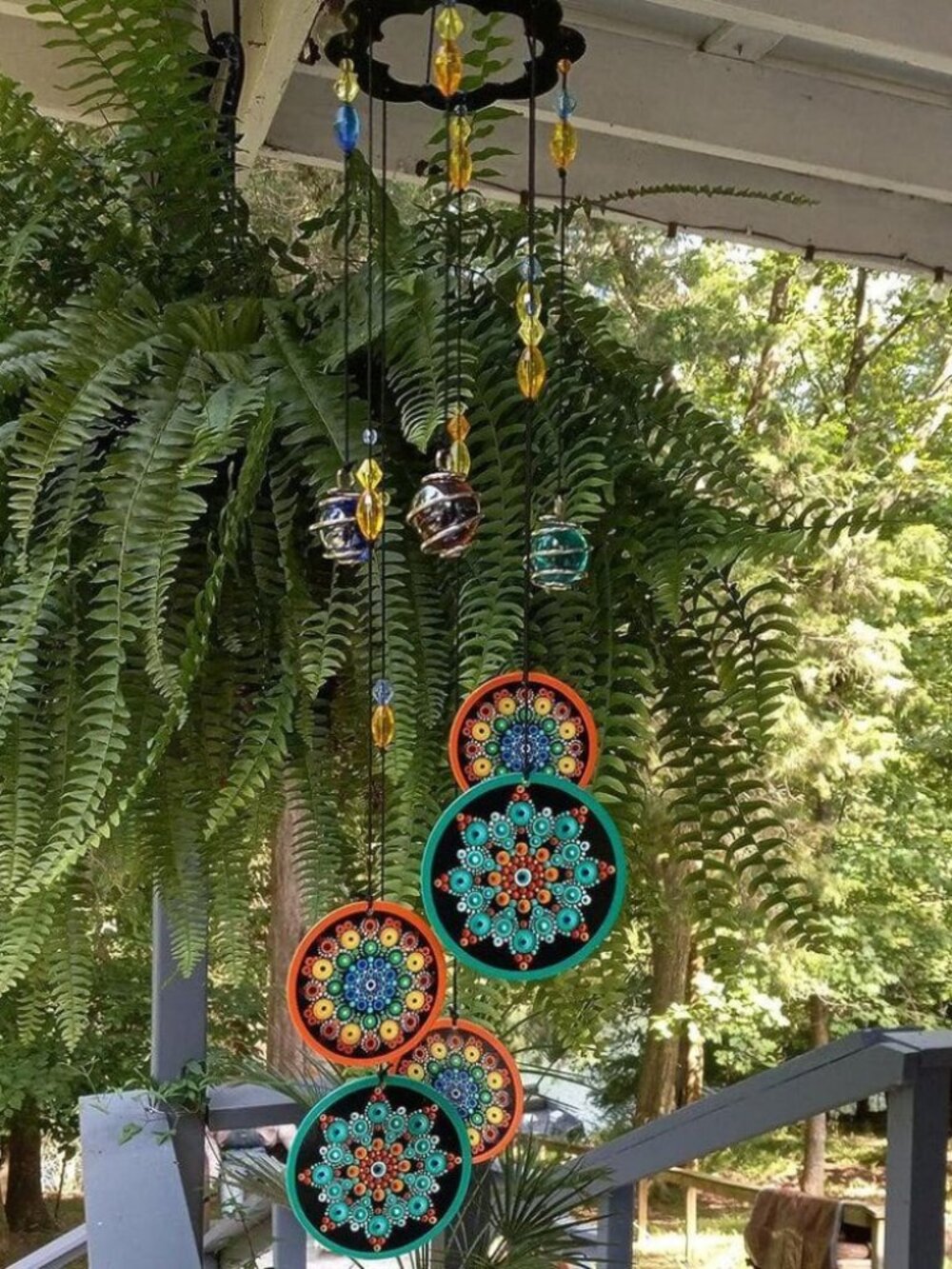 Chakra Crystal Metal Wind Chimes Window Garden Hanging Windchimes Boho Mandala